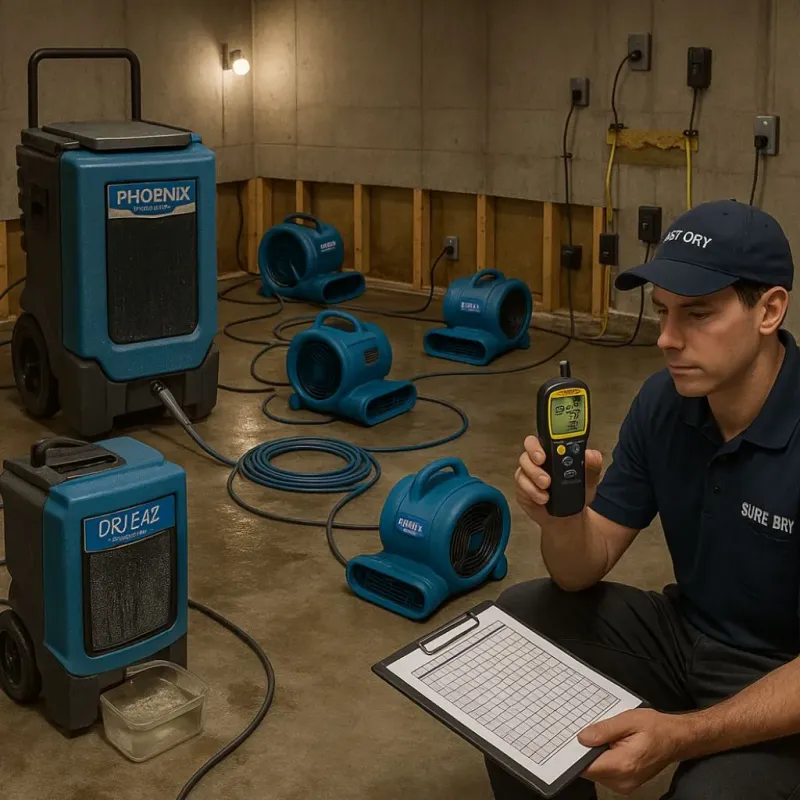 Structural Drying and Dehumidification process in Meridian Station, MS